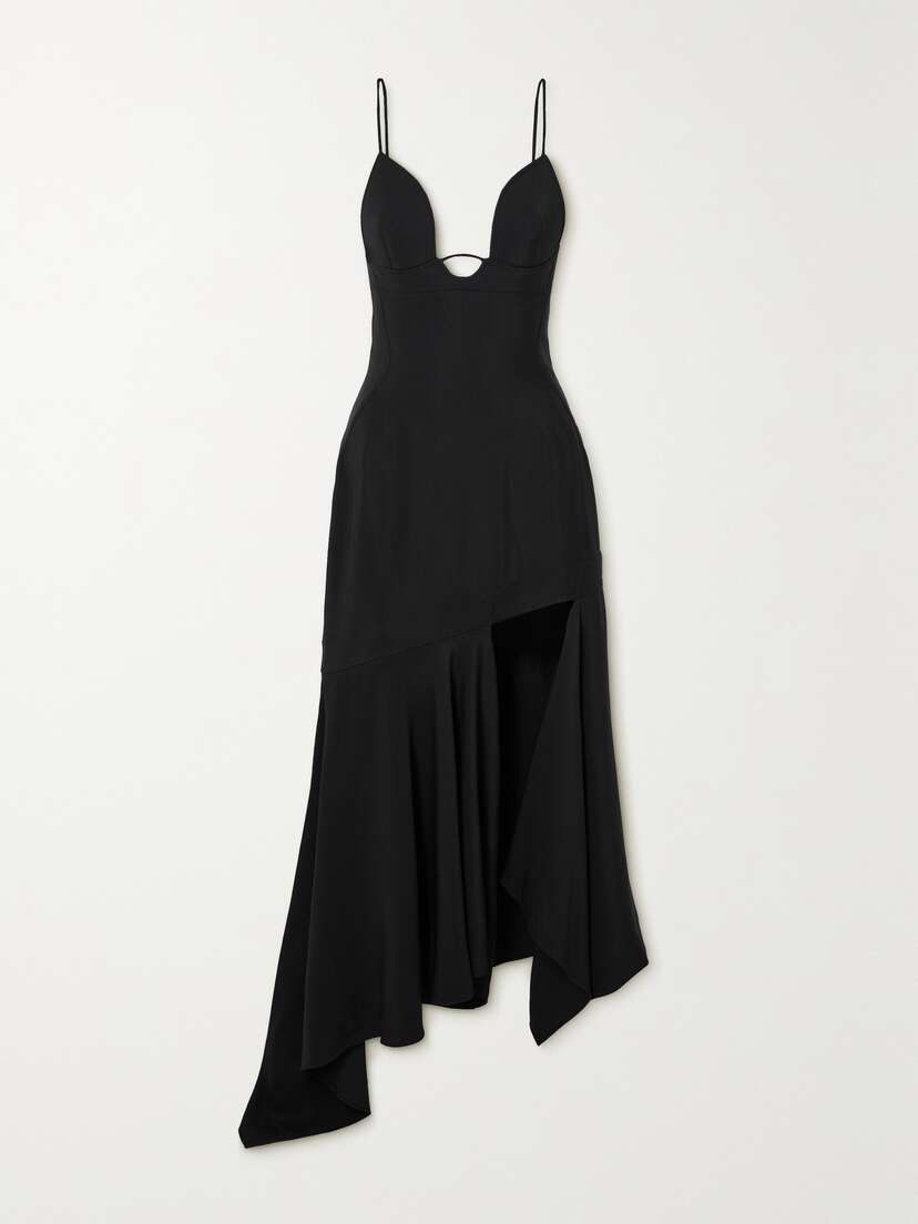 Mugler Asymmetric Woven Midi Dress