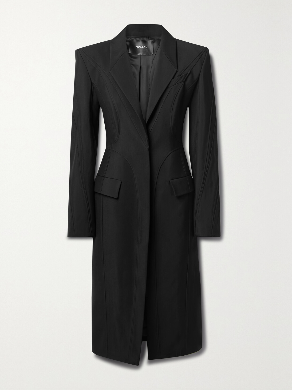 Shop Mugler Oversized Paneled Twill Coat In Black