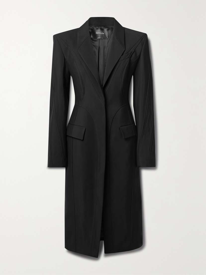 Mugler Oversized Paneled Twill Coat