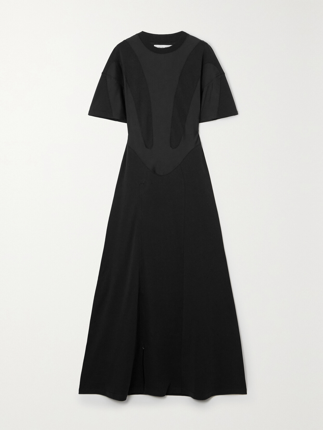 Mugler Paneled Organic Cotton-jersey Maxi Dress - Black