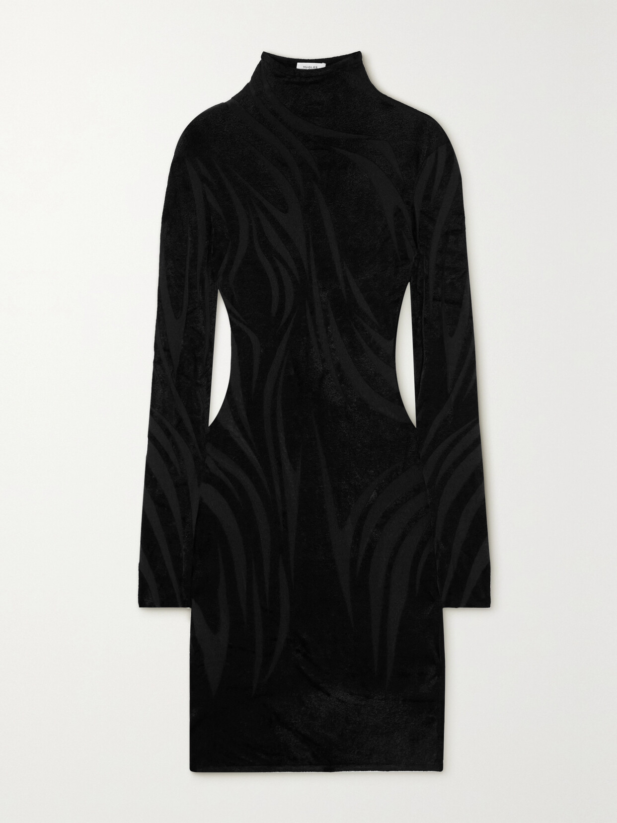 Mugler - Chenille Turtleneck Mini Dress - Black