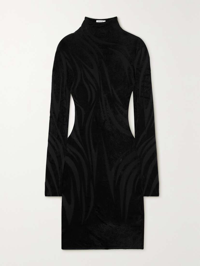 Mugler Chenille Turtleneck Mini Dress