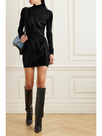 Mugler Chenille turtleneck mini dress