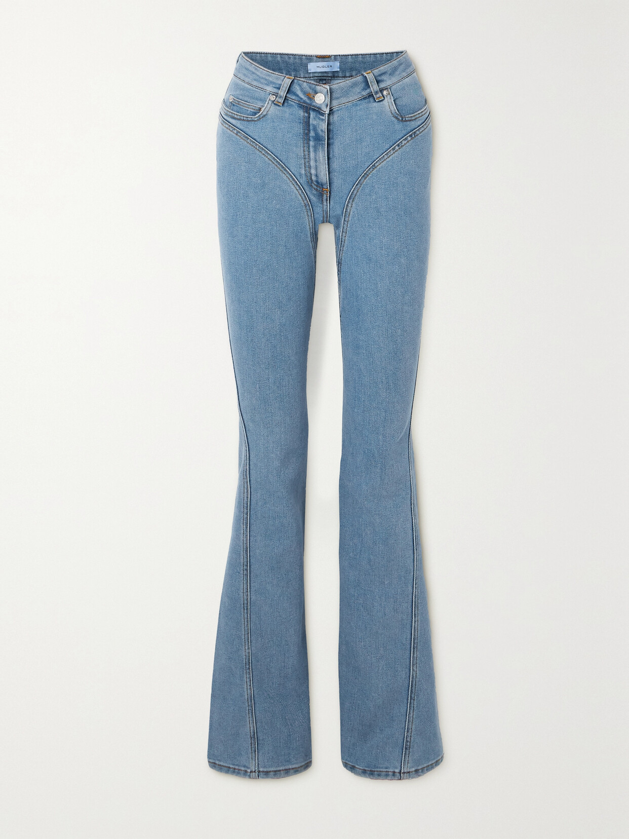 Shop Mugler Mid-rise Flared Jeans In Blue