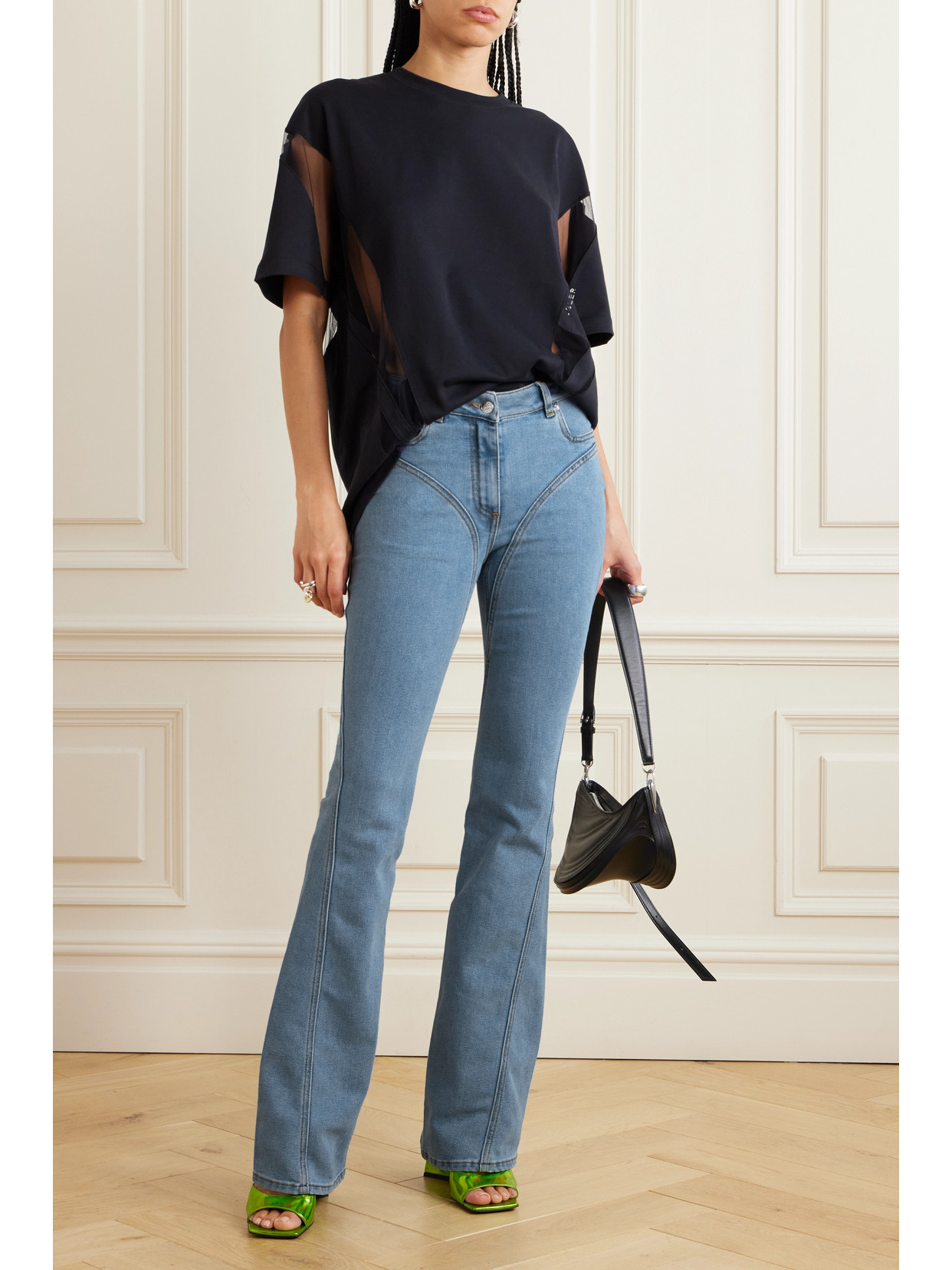Mugler Seam-detail Flared Jeans In Blue