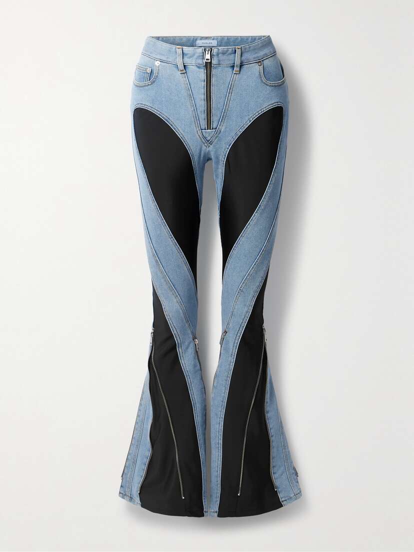 Mugler Stretch Jersey-paneled High-rise Flared Jeans