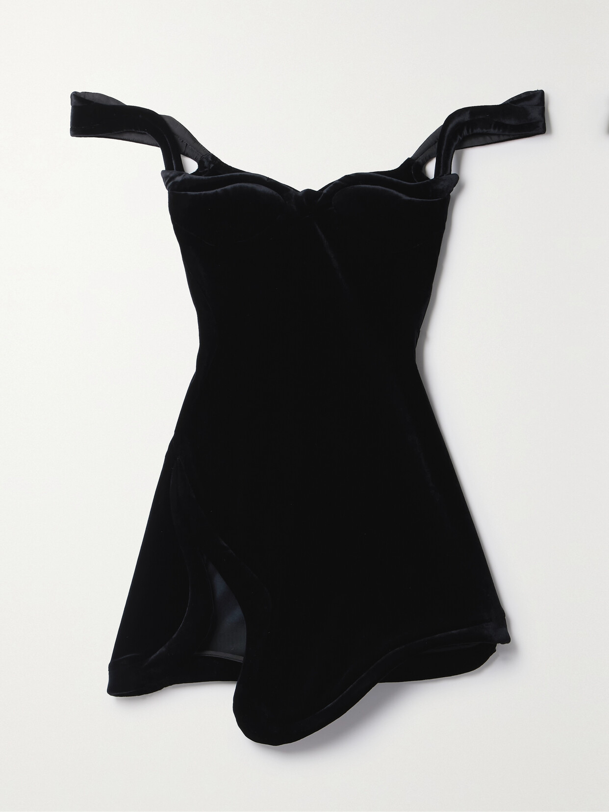 Mugler Sweetheart-neck Asymmetric Mini Dress In Black  