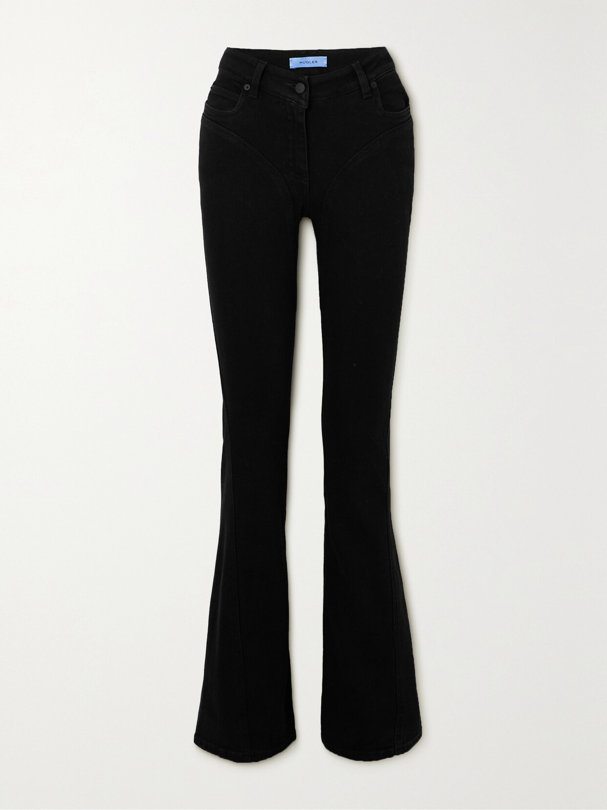 Mugler Abstract-print Flared Jeans In Black