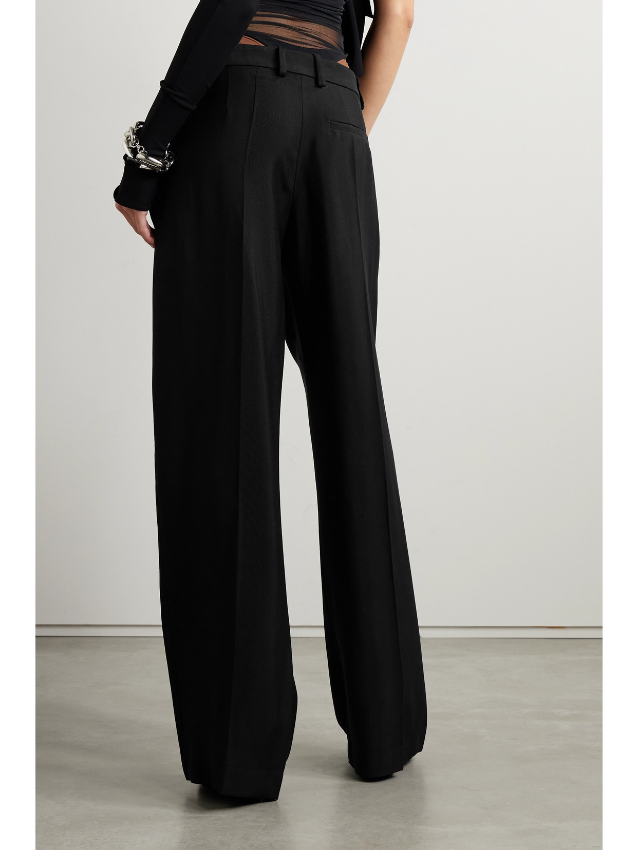 Mugler Cutout Twill Straight-leg Pants In Black