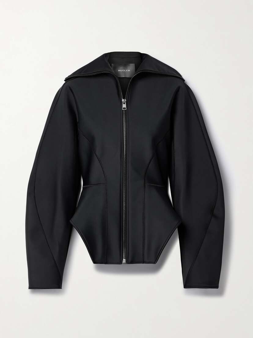 Mugler Asymmetric Paneled Stretch-ponte Jacket