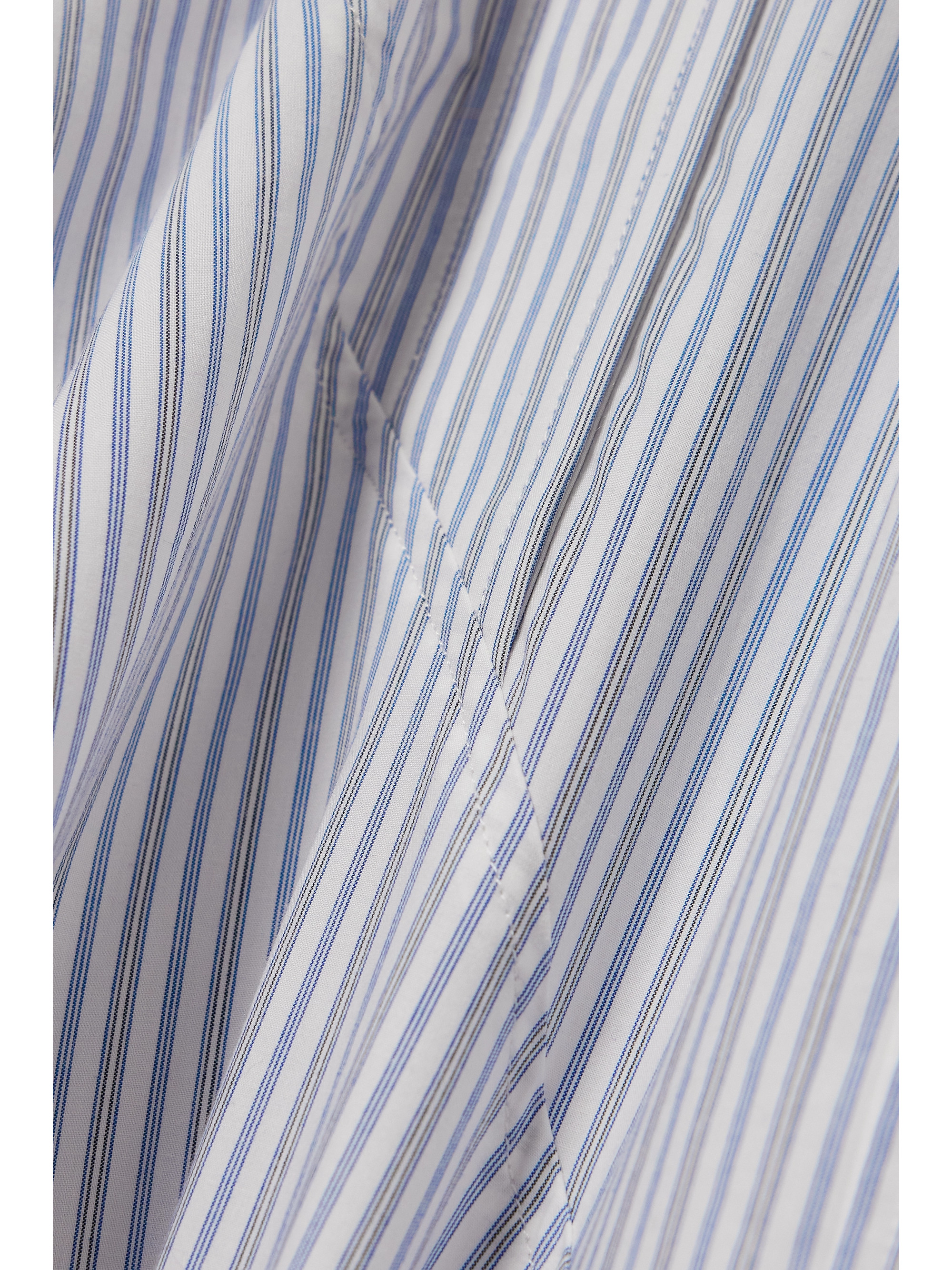 Mugler Asymmetric ruffled pinstriped cotton-poplin shirt dress thumbnail