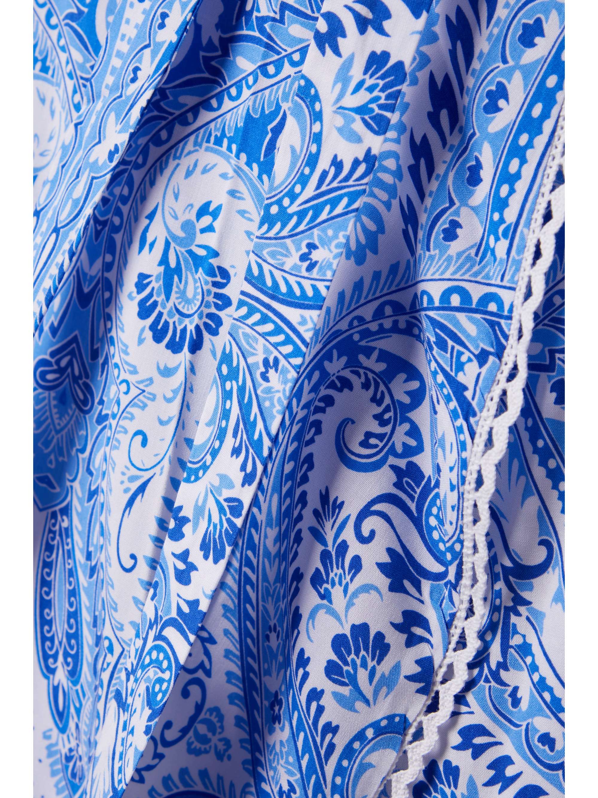 MELISSA ODABASH Prosperity ruffled lace-trimmed paisley-print sateen midi wrap dress