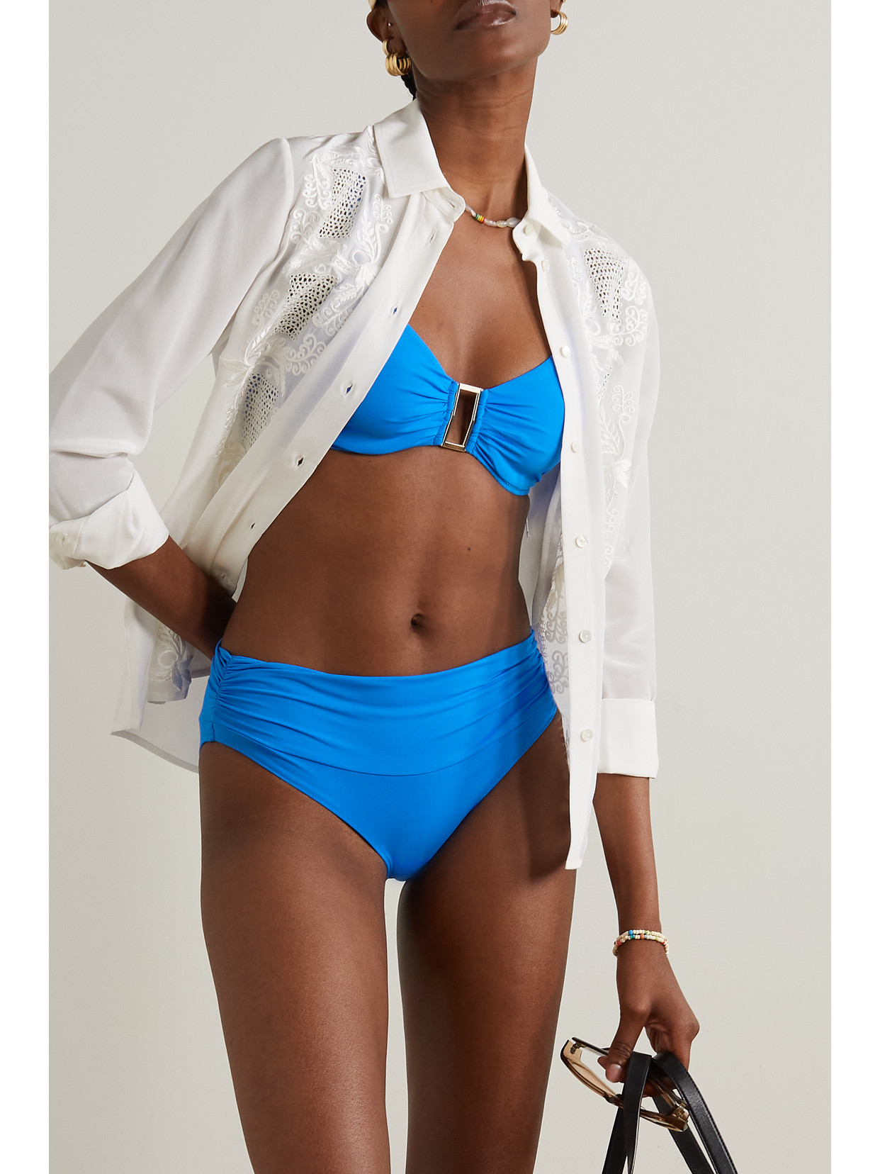 Shop Melissa Odabash Bel Air Ruched Bikini Briefs In Blue