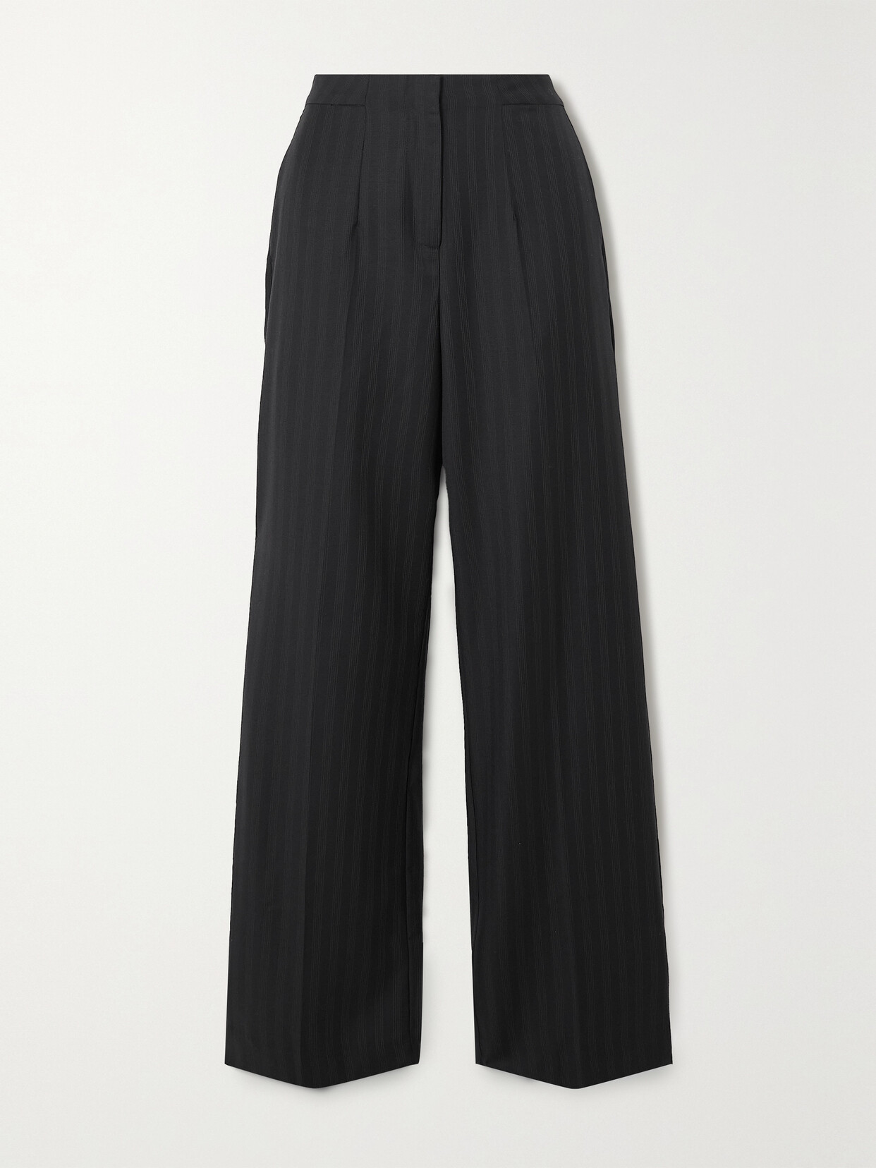 BEARE PARK Pinstriped Wool-twill Straight-leg Pants - Blue