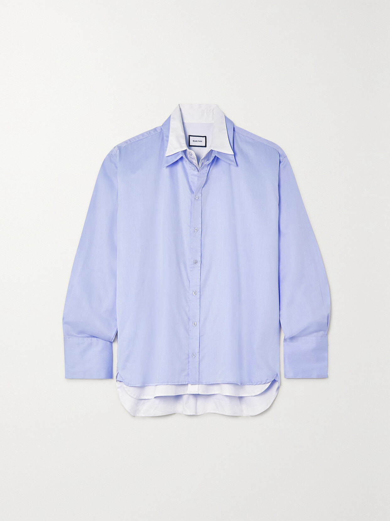 BEARE PARK Layered Cotton-sateen Shirt - Blue
