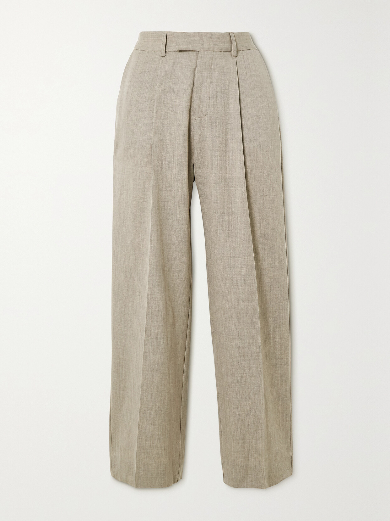 BEARE PARK Pleated Wool Straight-leg Pants - Neutrals