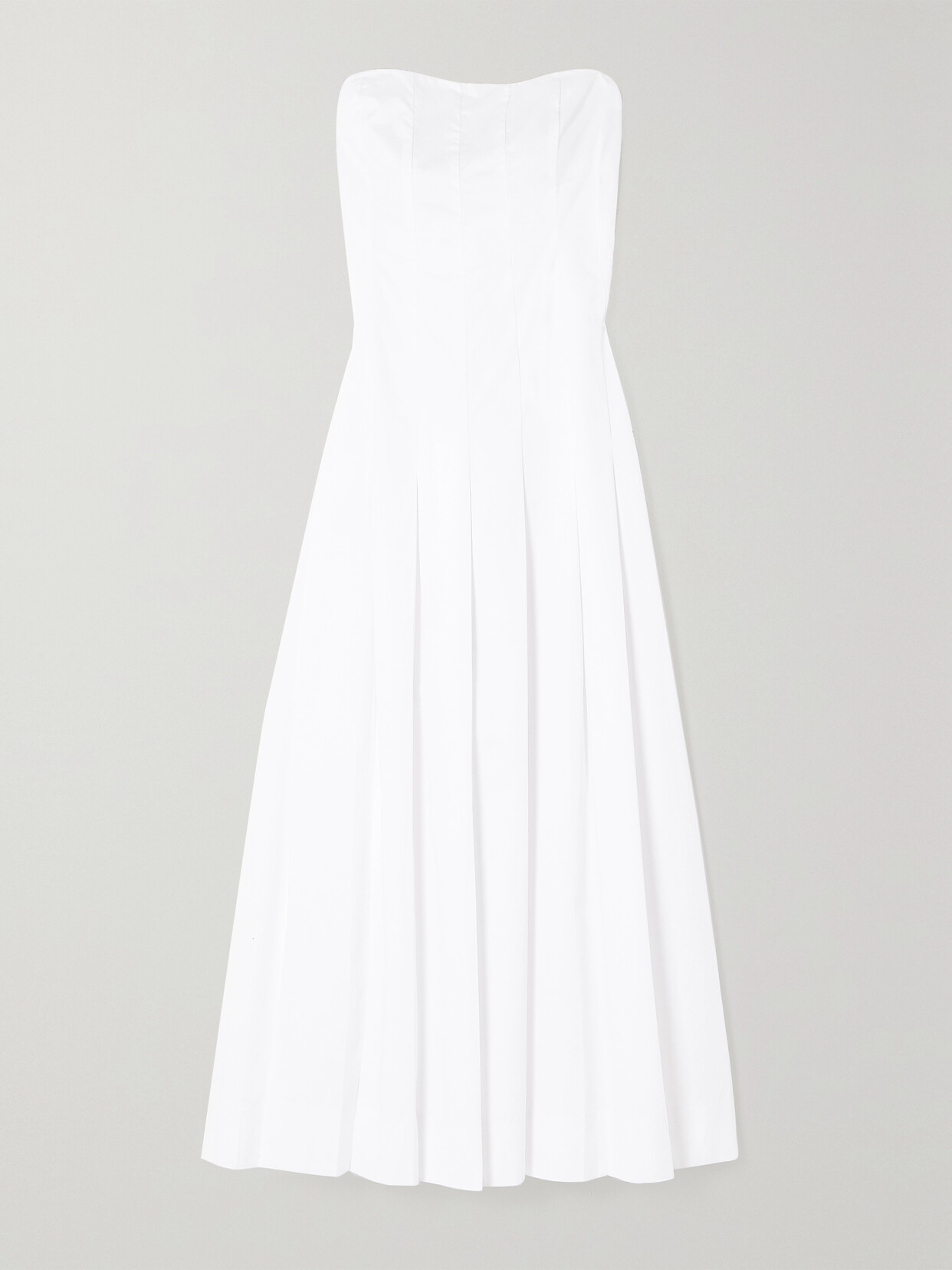 BEARE PARK - Strapless Pleated Cotton-twill Maxi Dress - White