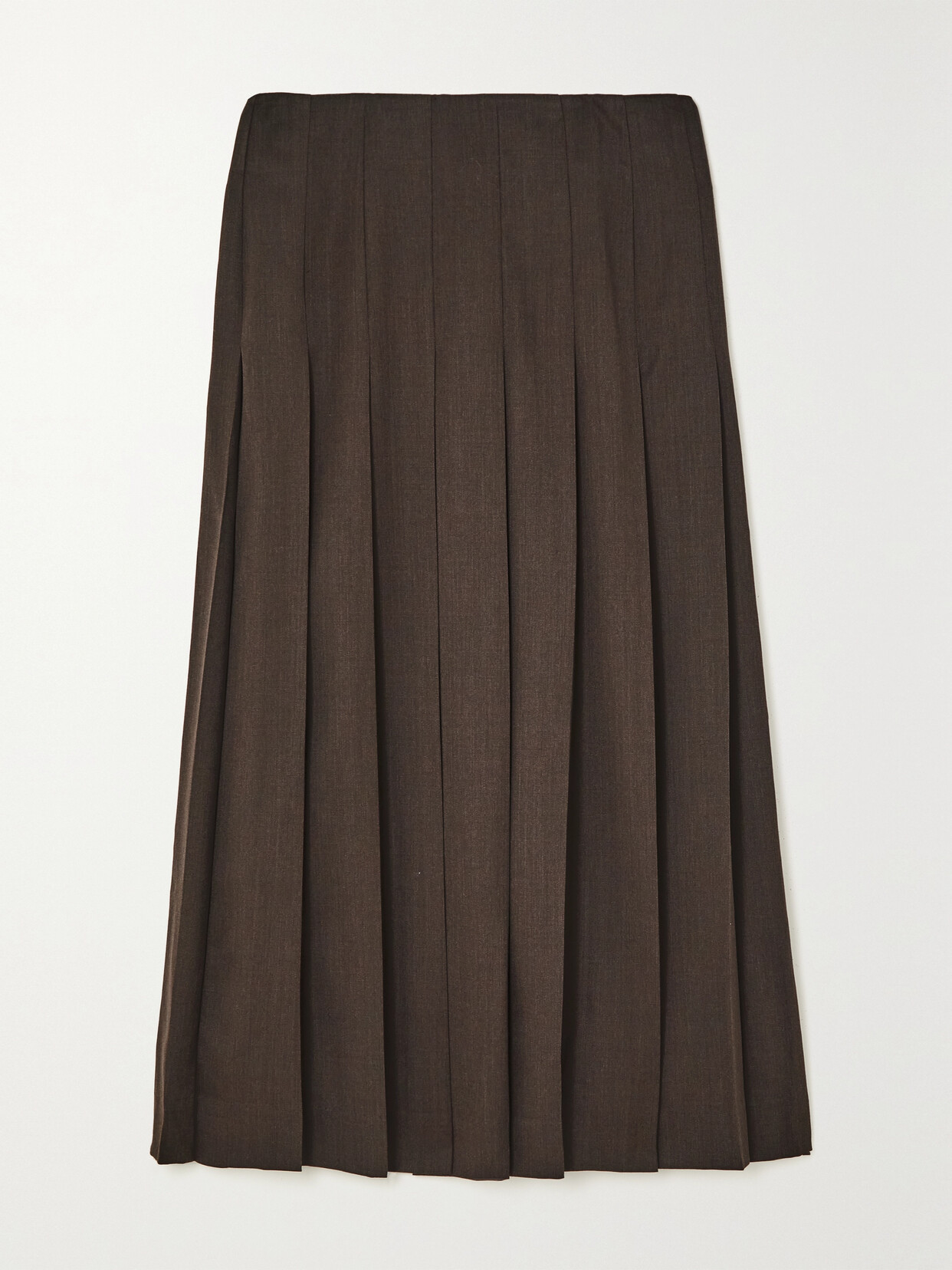 BEARE PARK - Pleated Wool Maxi Skirt - Brown