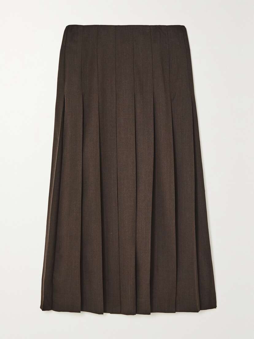 BEARE PARK Pleated Wool Maxi Skirt - UK 14