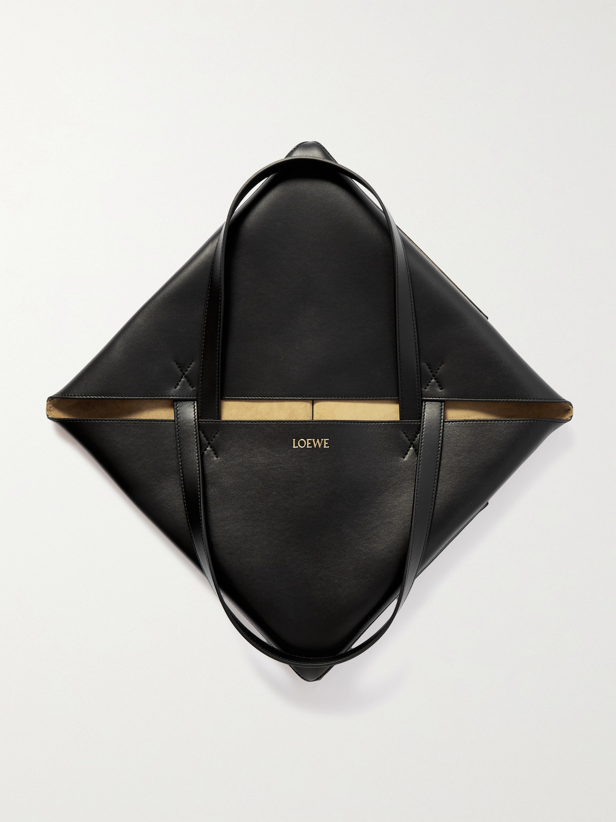 Loewe Puzzle Fold Convertible Medium Leather Tote In Black