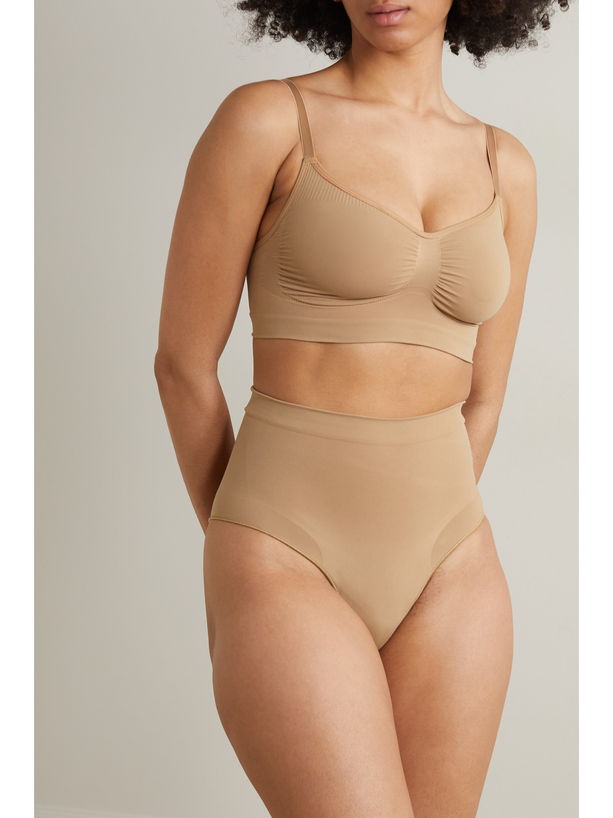 Shop Skims Seamless Sculpt Sculpting Mid Waist Briefs In Neutrals