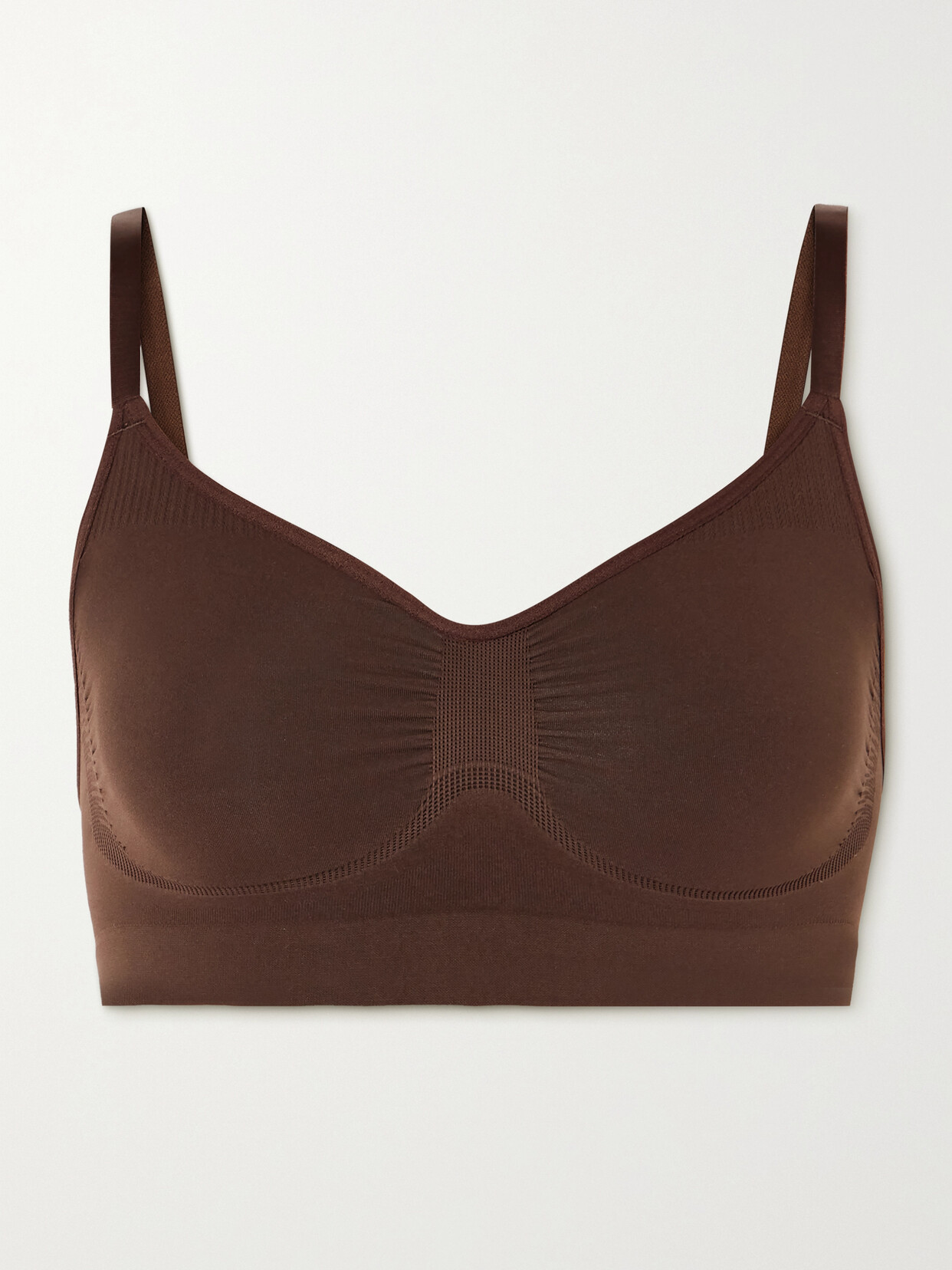 Shop Skims Seamless Sculpt Bralette In Brown