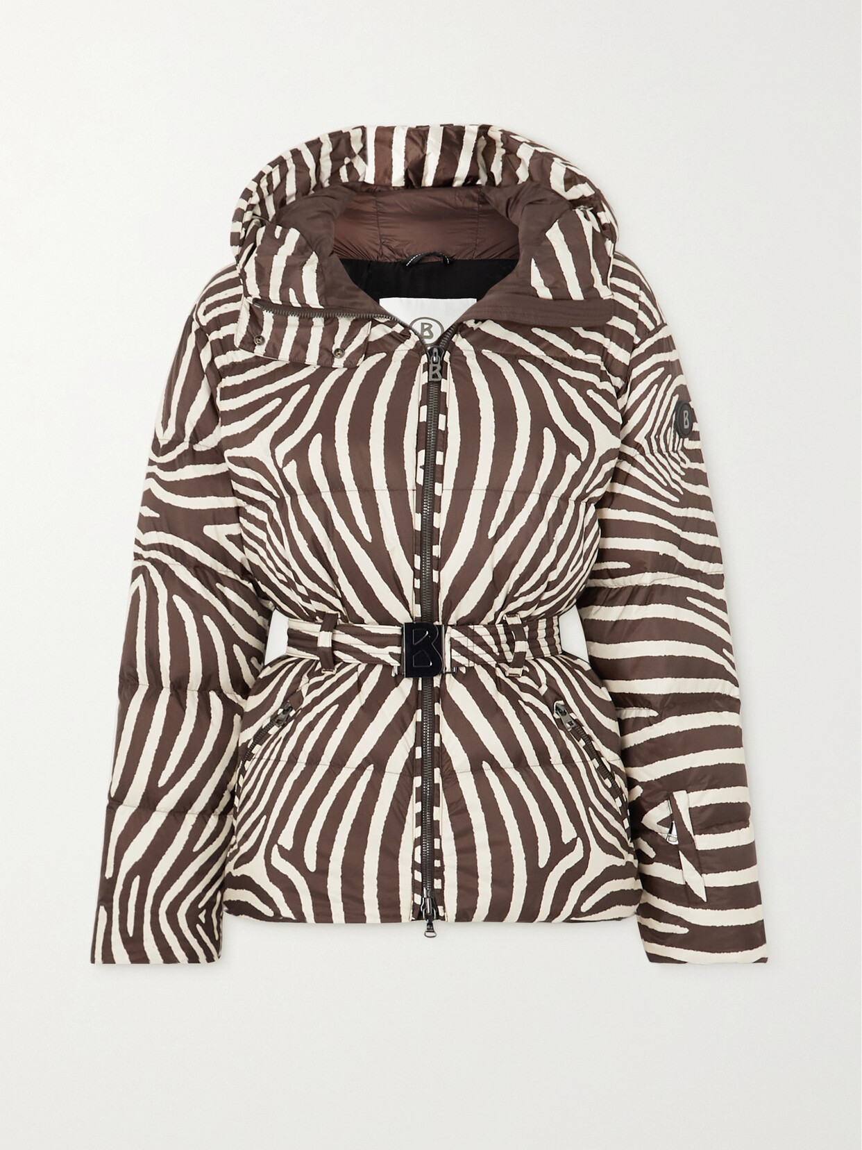 Bogner - Lucca Hooded Belted Zebra-print Down Ski Jacket - Brown