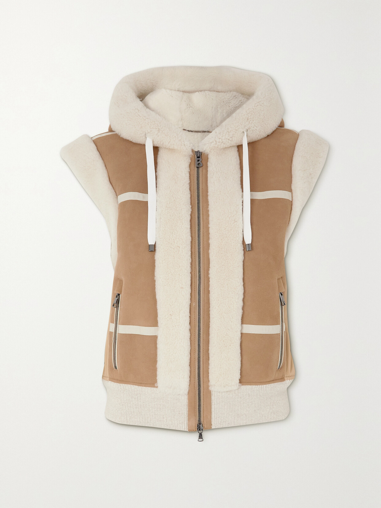 Shop Bogner Feli Hooded Shearling Vest In Brown