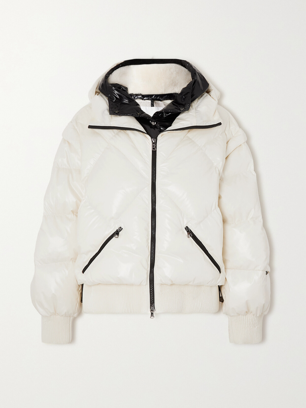 Shop Bogner Xally Hooded Two-tone Quilted Ski Jacket In Off-white