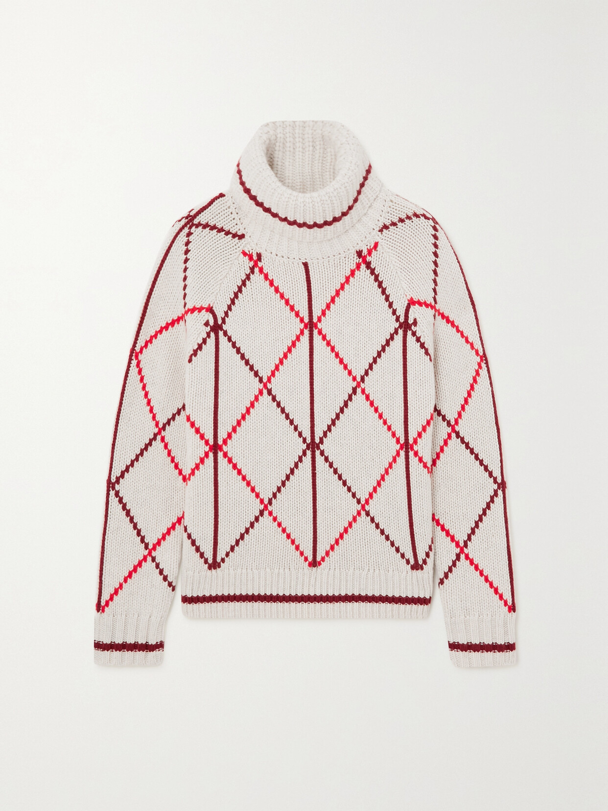 Bogner Solange Intarsia Cashmere Turtleneck Sweater - White