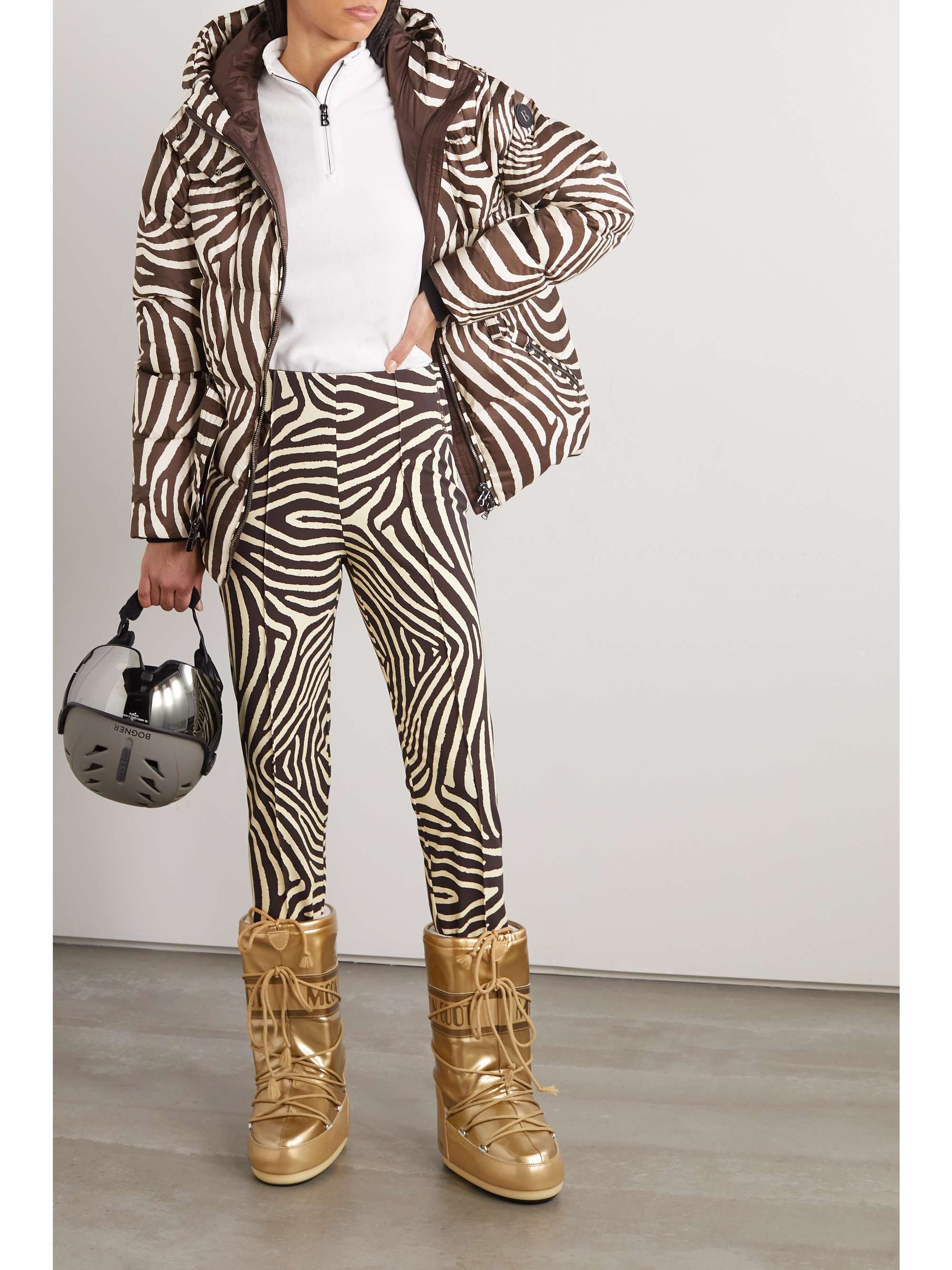 Elaine zebra-print stretch stirrup ski pants