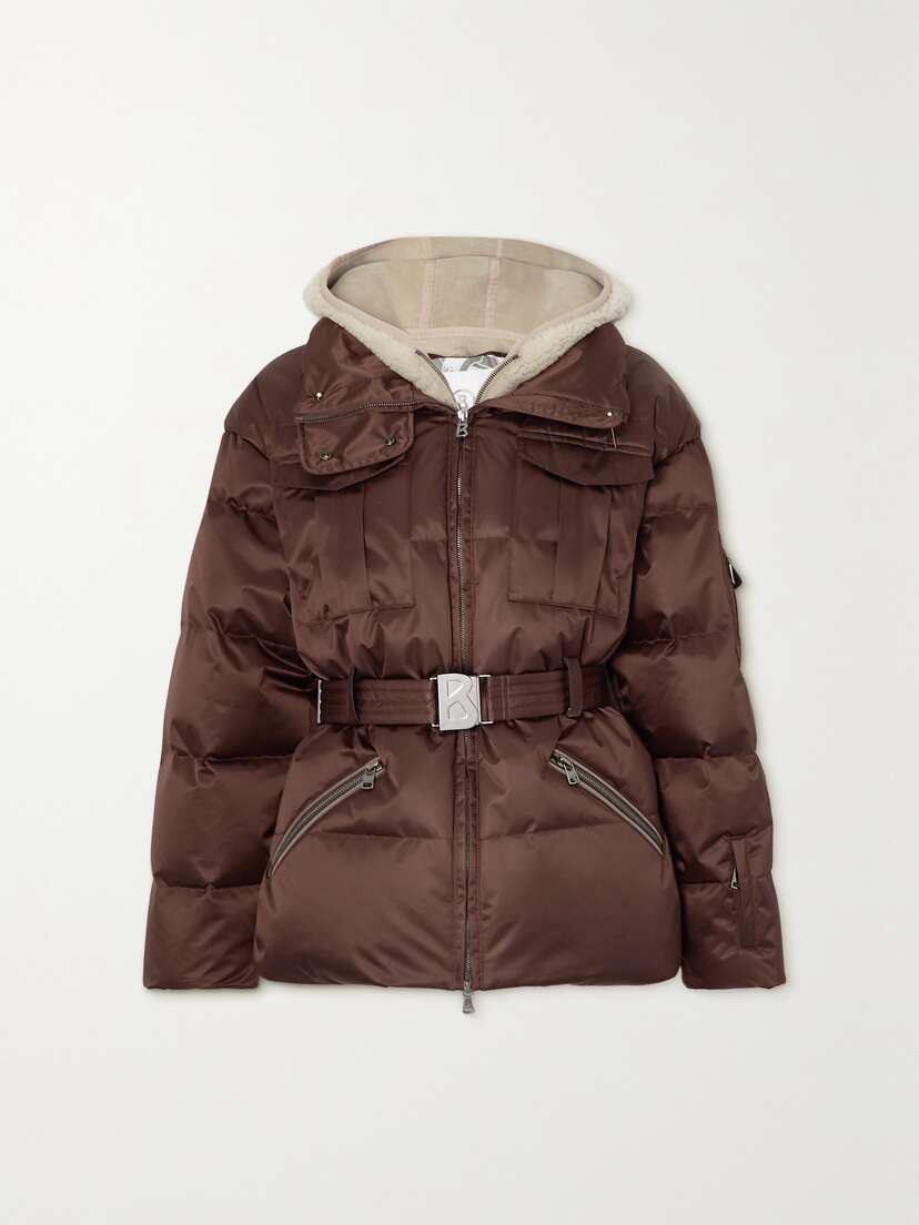 Bogner Adele-ld Hooded Belted Shearling-trimmed Recycled Down Ski Jacket