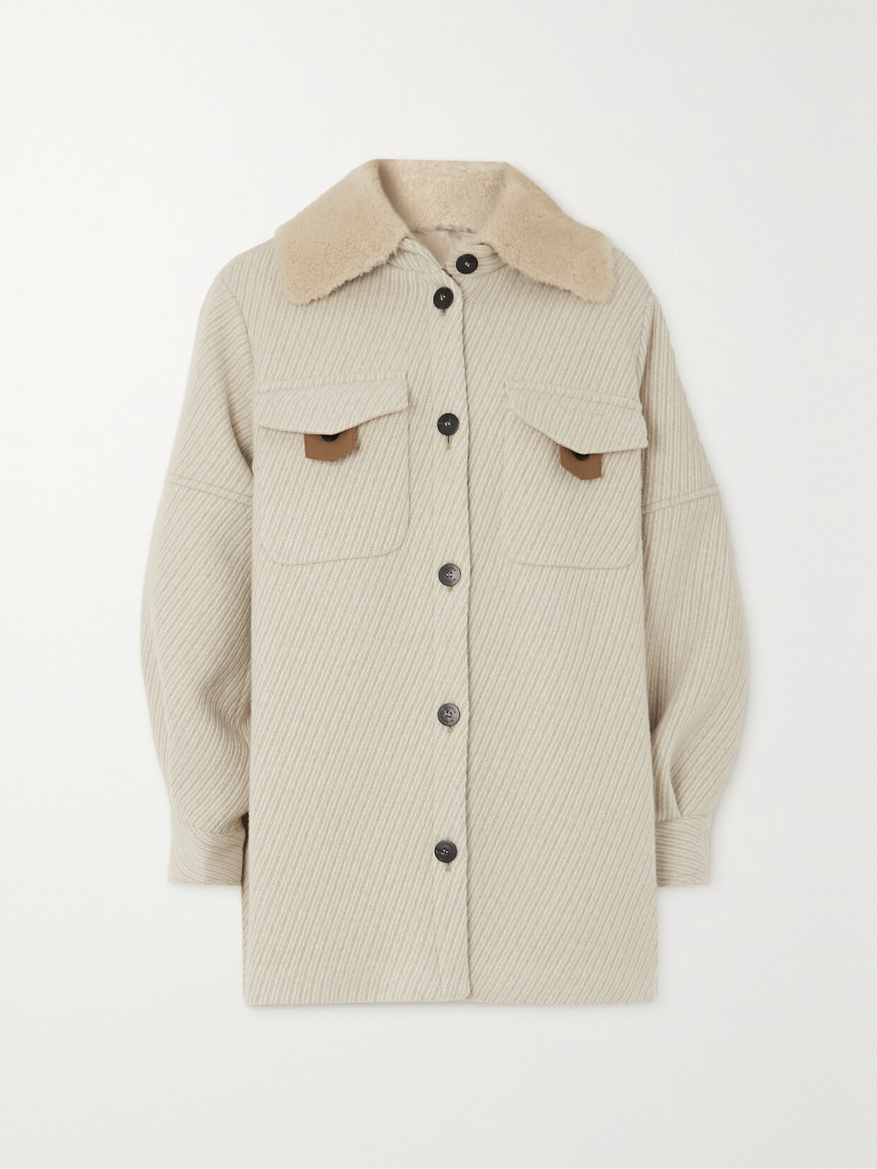 Bogner - Hanna-l Faux Shearling And Leather-trimmed Cashmere Jacket - Cream