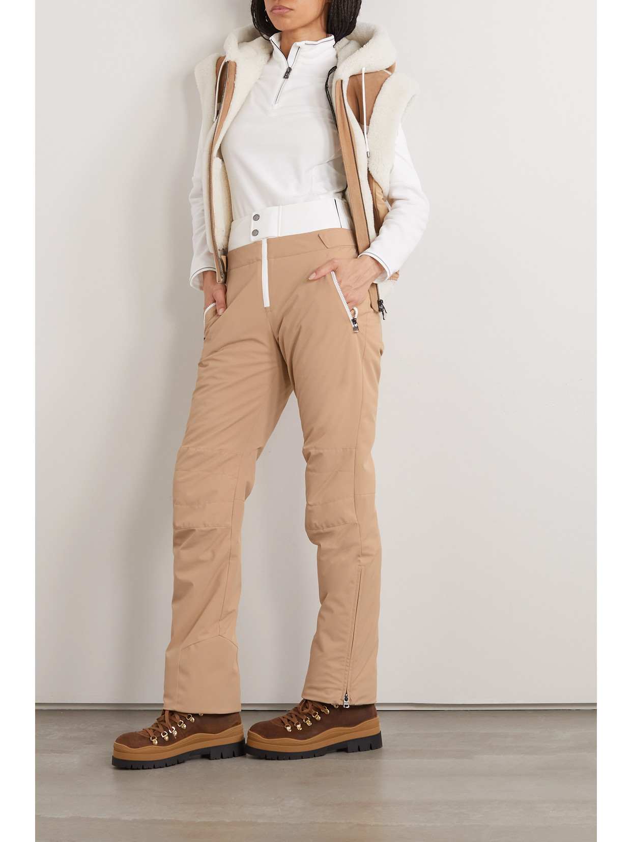 Shop Bogner Maren Layered Slim-leg Ski Pants In Brown