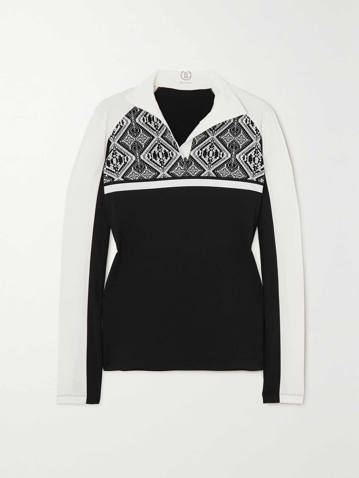 Shop Bogner Elvira Shell, Jacquard-knit And Stretch-jersey Base Layer In Black