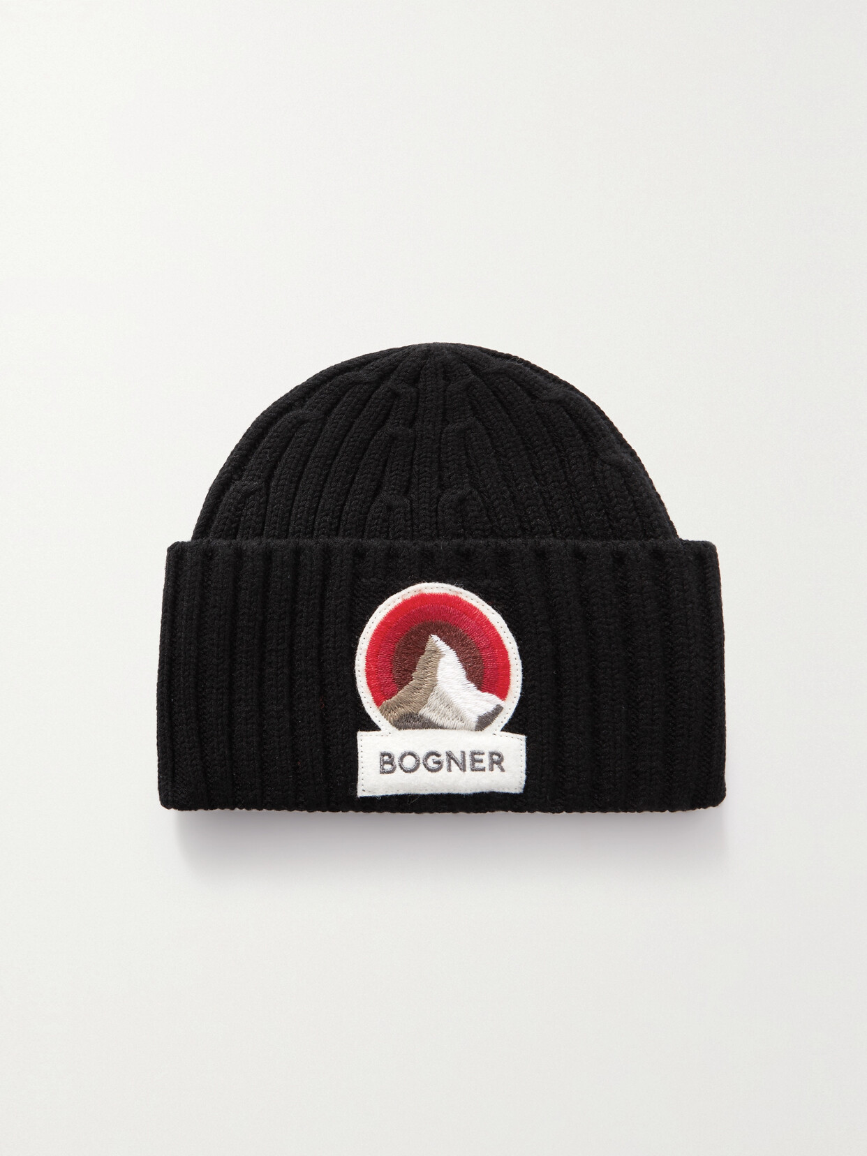 Bogner Bony Appliquéd Ribbed-knit Beanie In Black