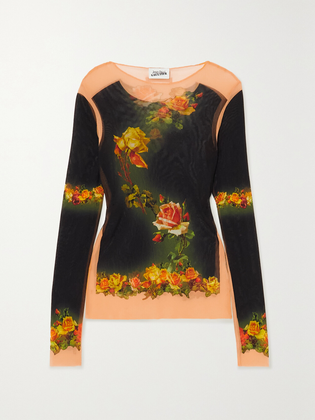 JEAN PAUL GAULTIER FLORAL-PRINT MESH TOP