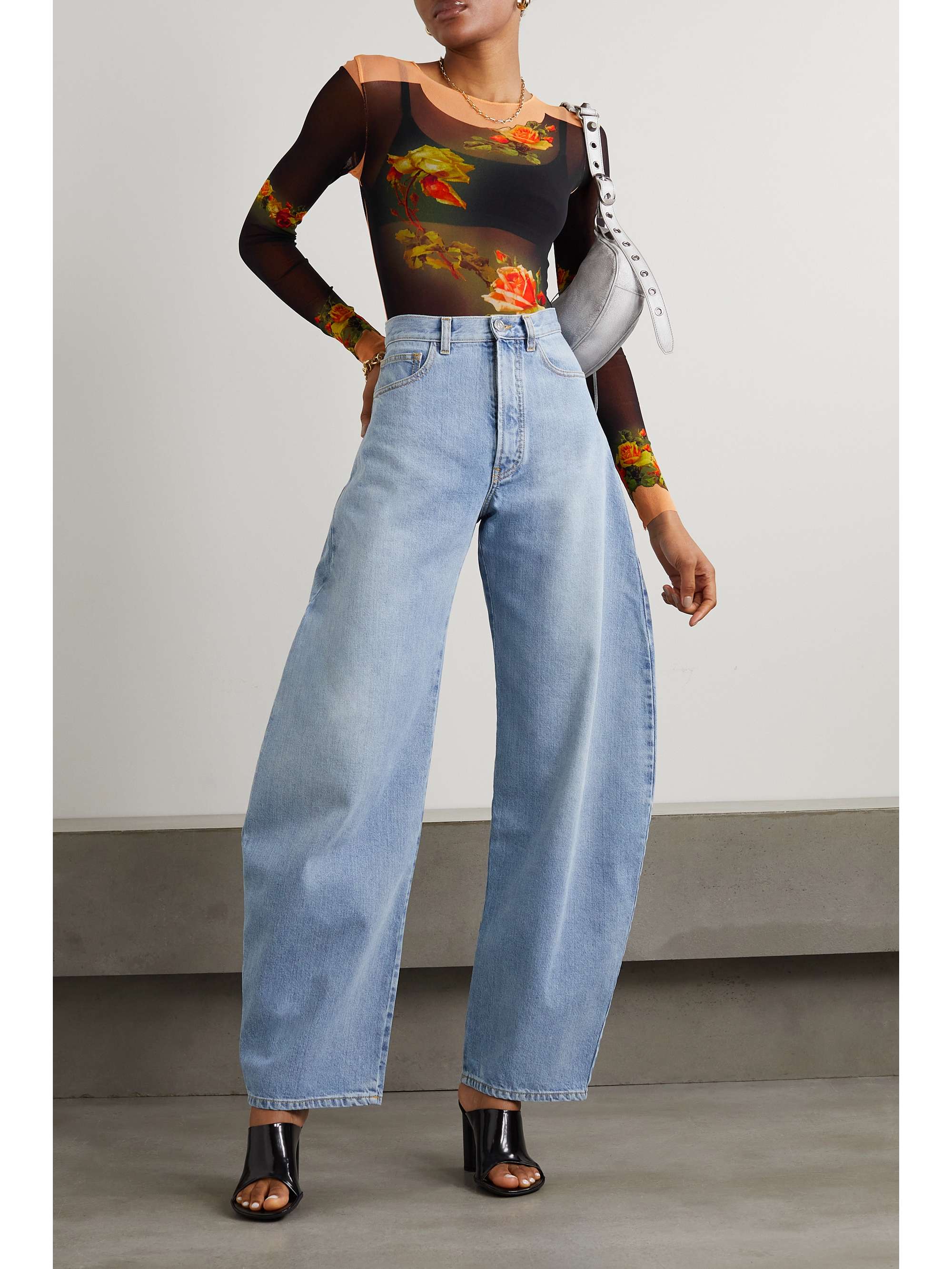 JEAN PAUL GAULTIER Floral-print mesh top | NET-A-PORTER