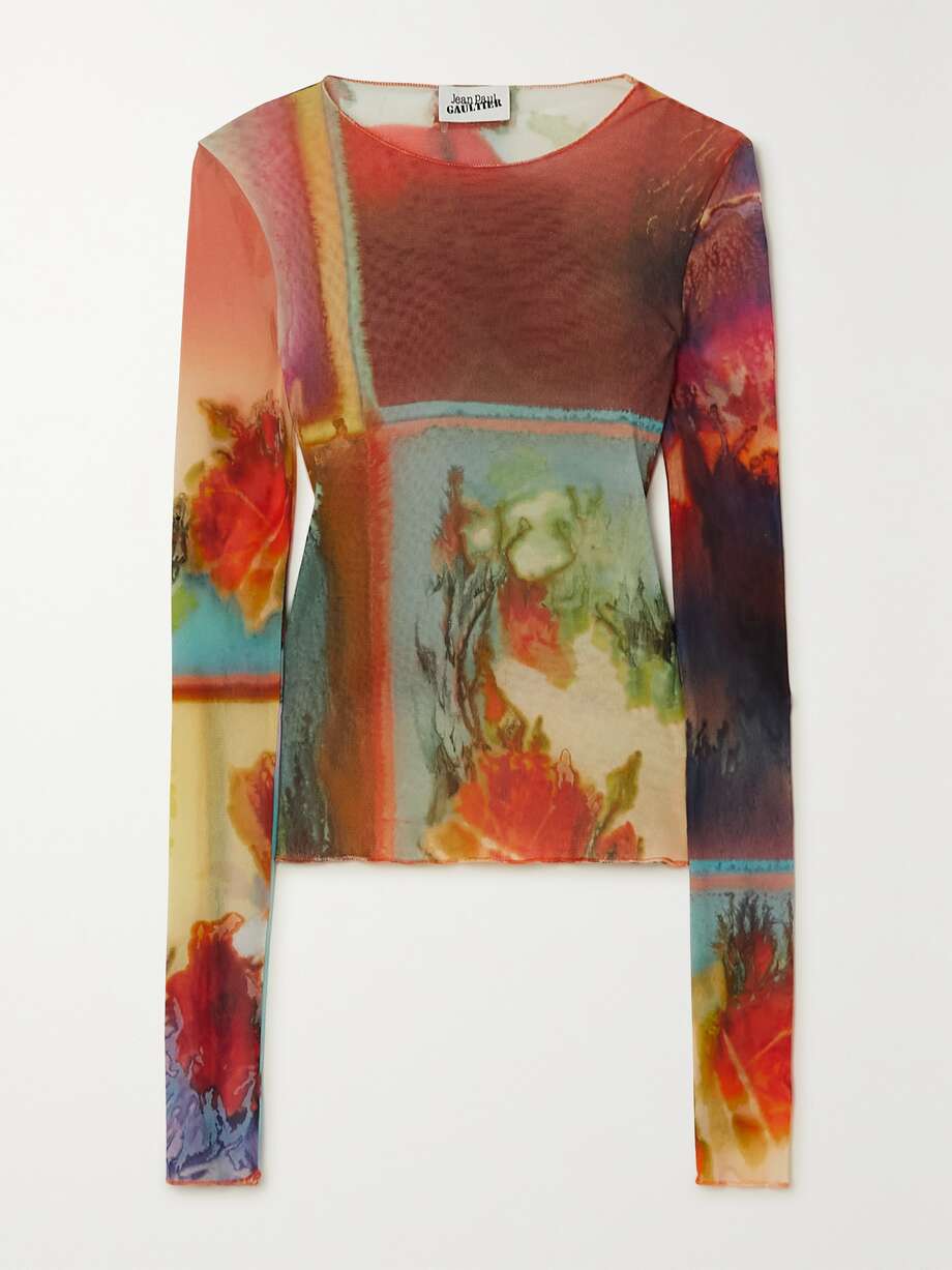 JEAN PAUL GAULTIER money print mesh top
