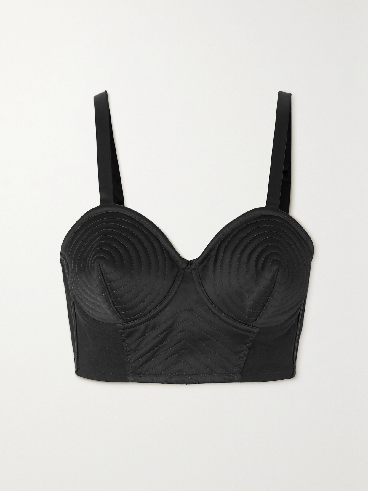 JEAN PAUL GAULTIER ICONIC CROPPED DUCHESSE-SATIN BUSTIER TOP