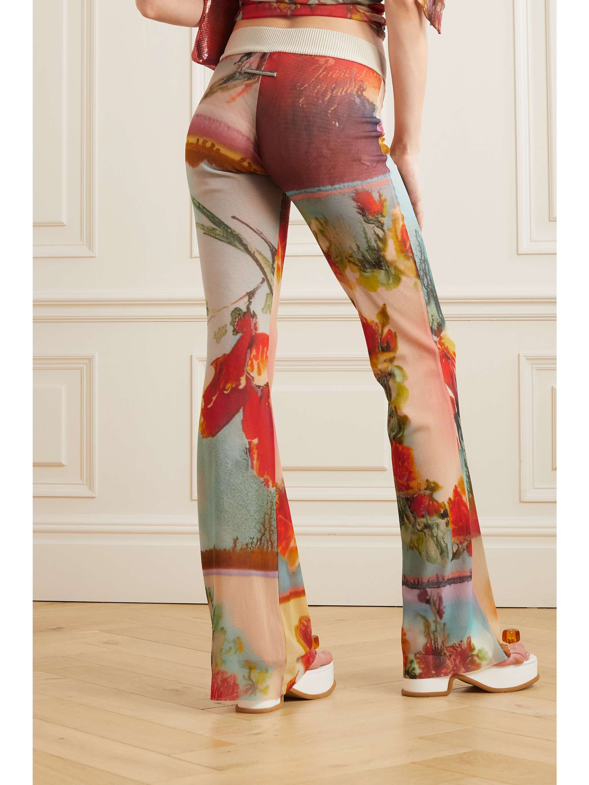 JEAN PAUL GAULTIER Floralprint tulle flared pants NETAPORTER