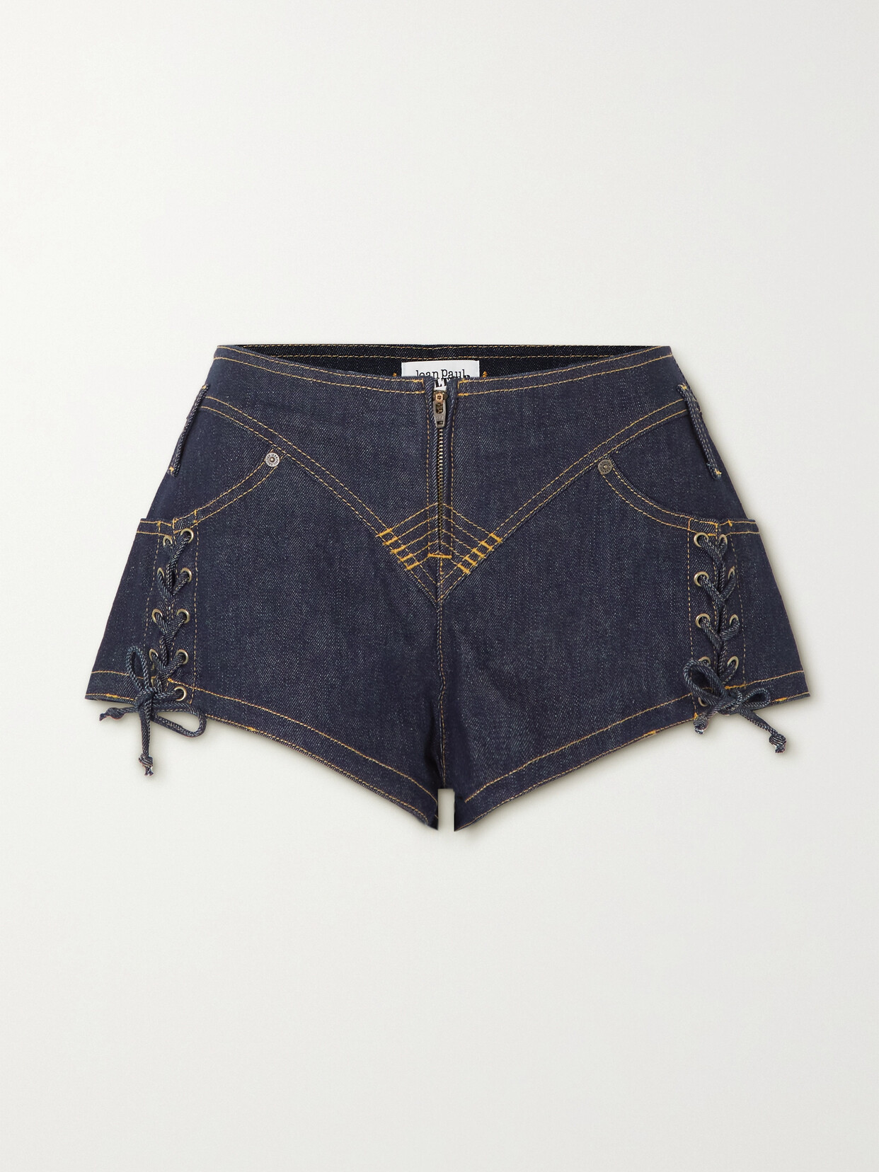 JEAN PAUL GAULTIER LACE-UP DENIM SHORTS