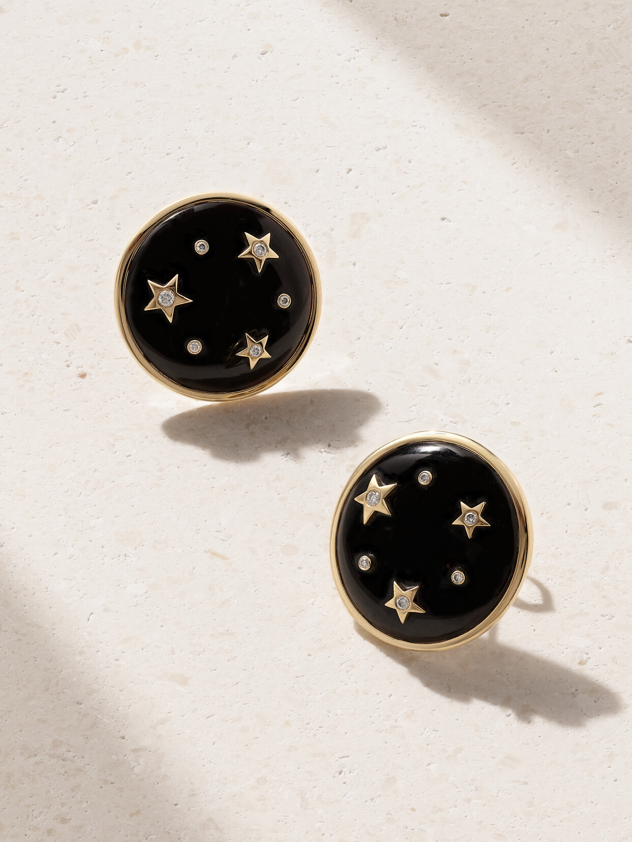 Sorellina Le Stelle 18-karat Gold, Onyx And Diamond Earrings