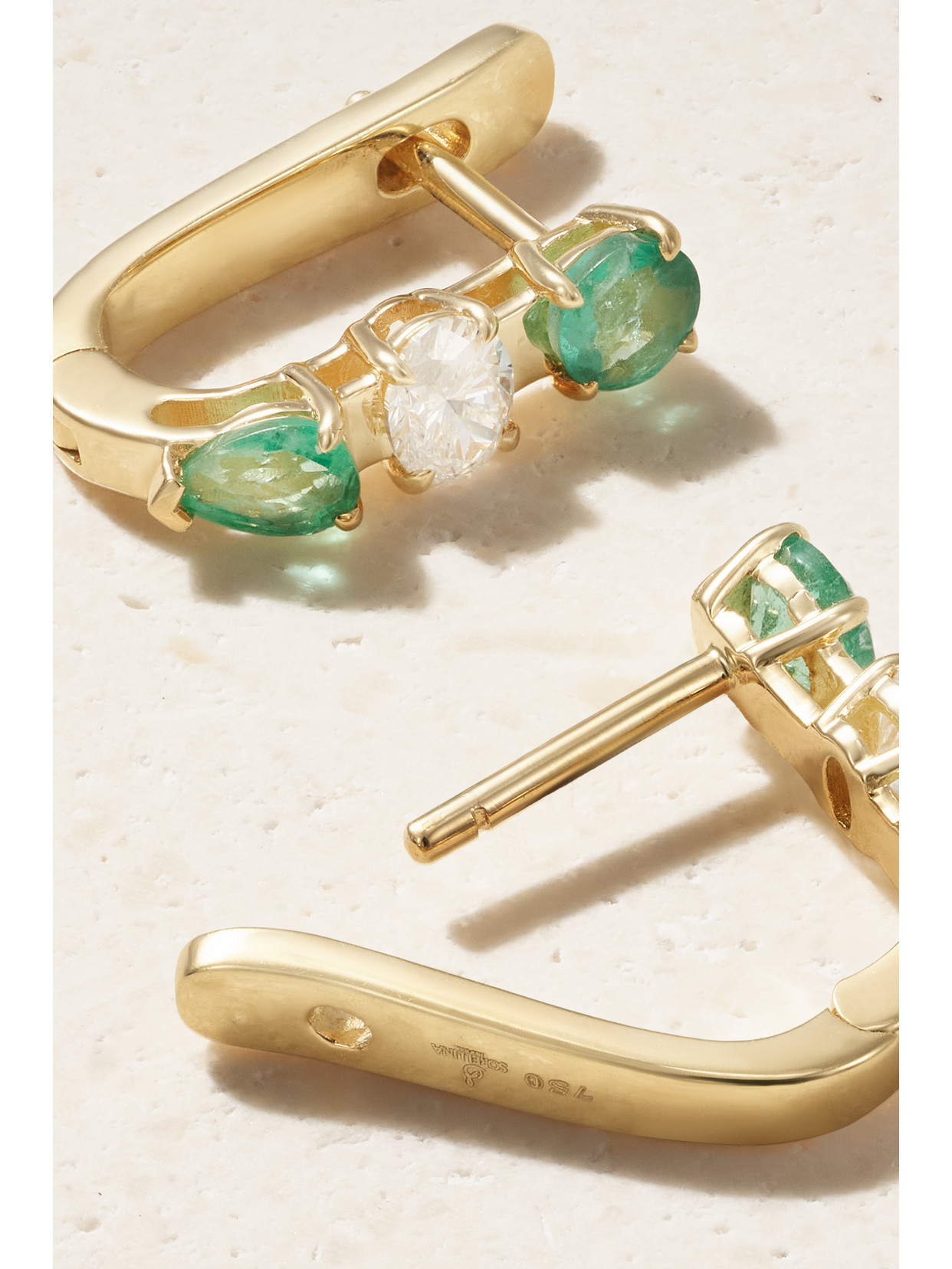 Shop Sorellina Nomad 18-karat Gold, Emerald And Diamond Earrings