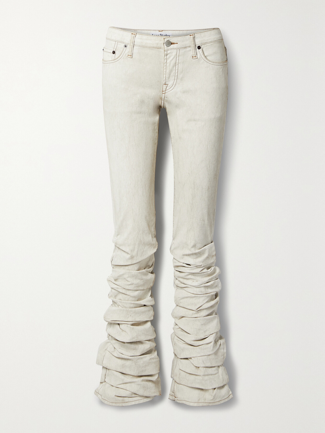 Acne Studios - Ruched Low-rise Flared Coated-denim Jeans - White