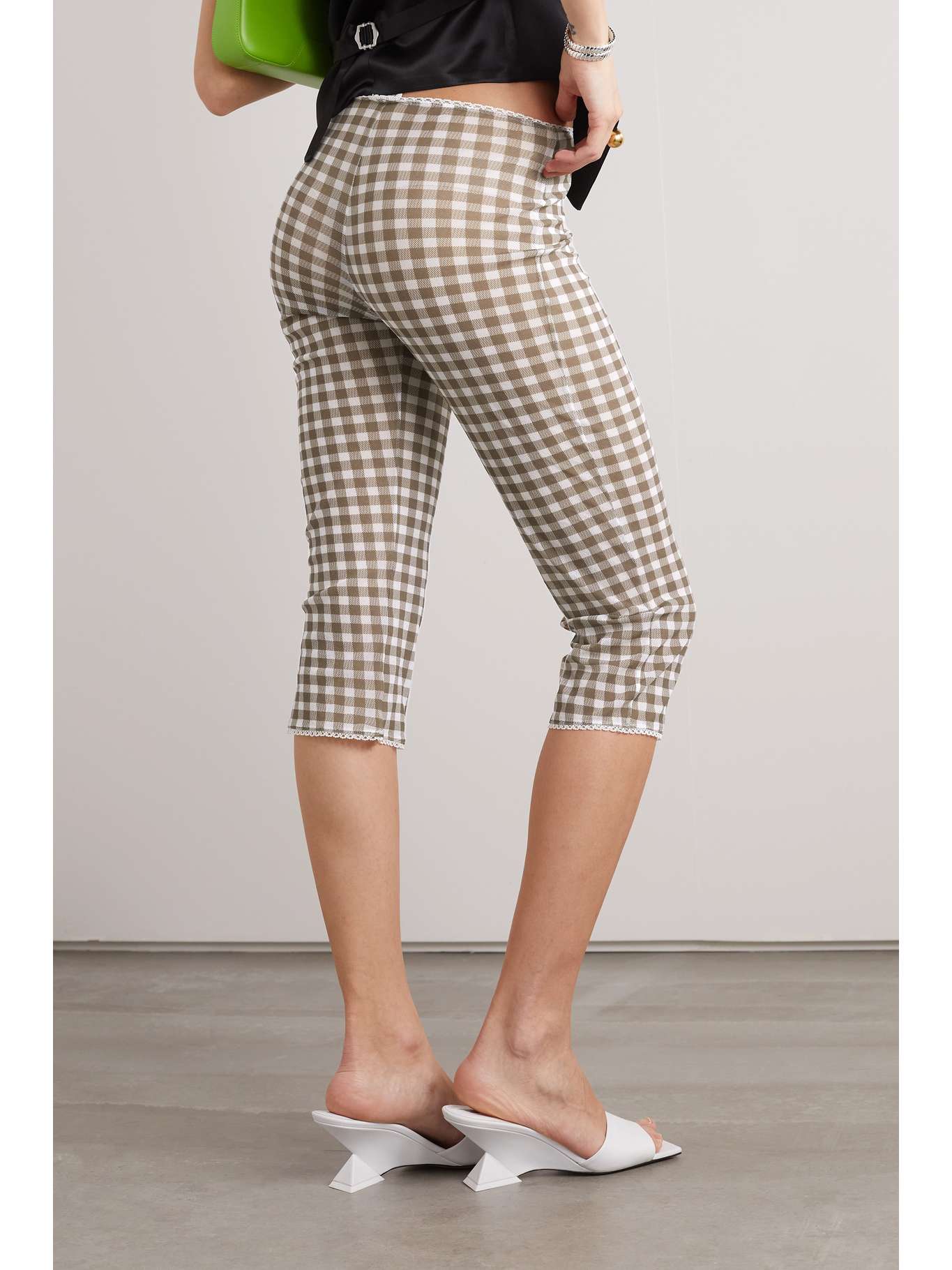 ACNE STUDIOS Cropped gingham stretchknit slimleg pants NETAPORTER