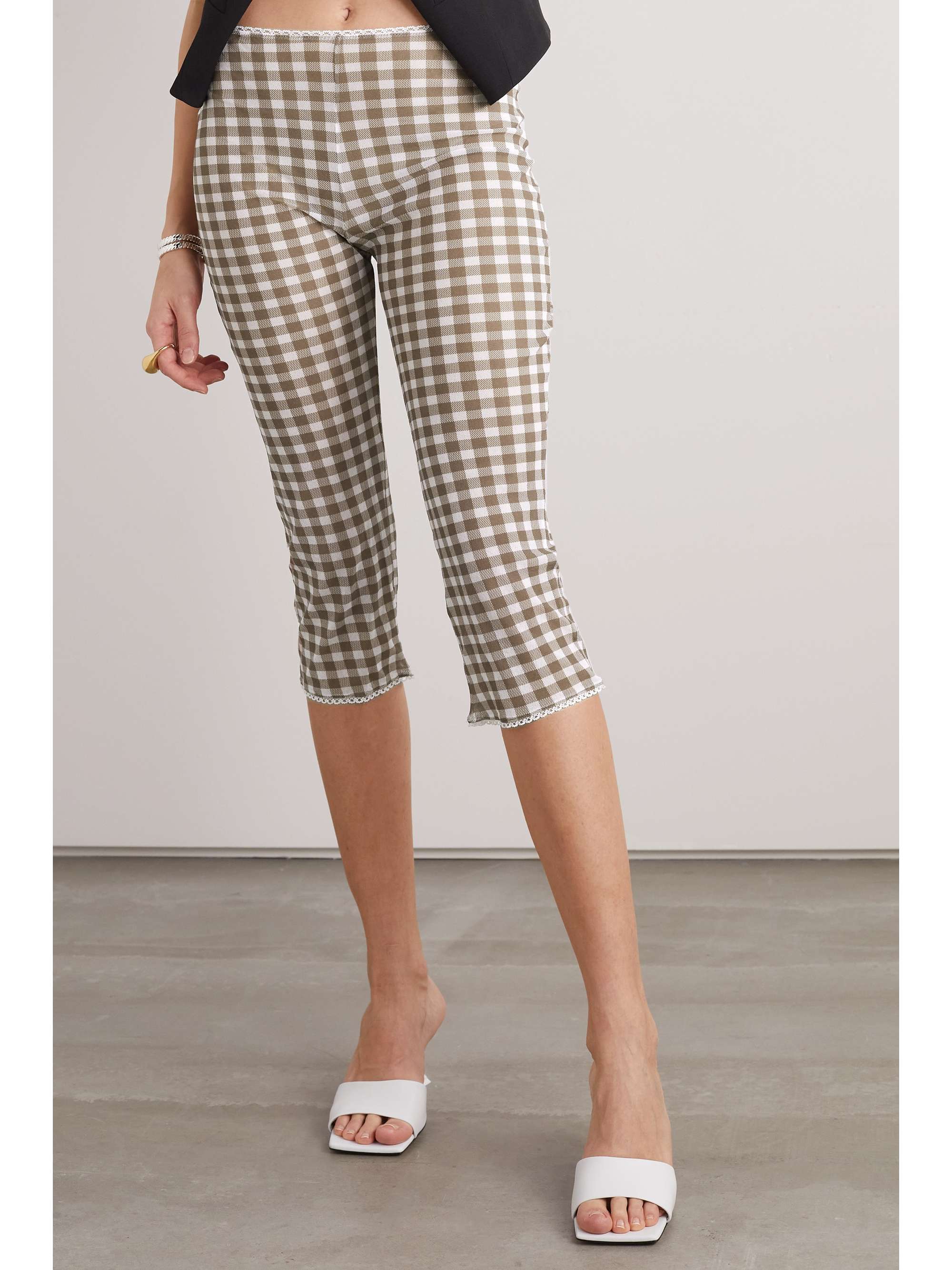 ACNE STUDIOS Cropped gingham stretchknit slimleg pants NETAPORTER