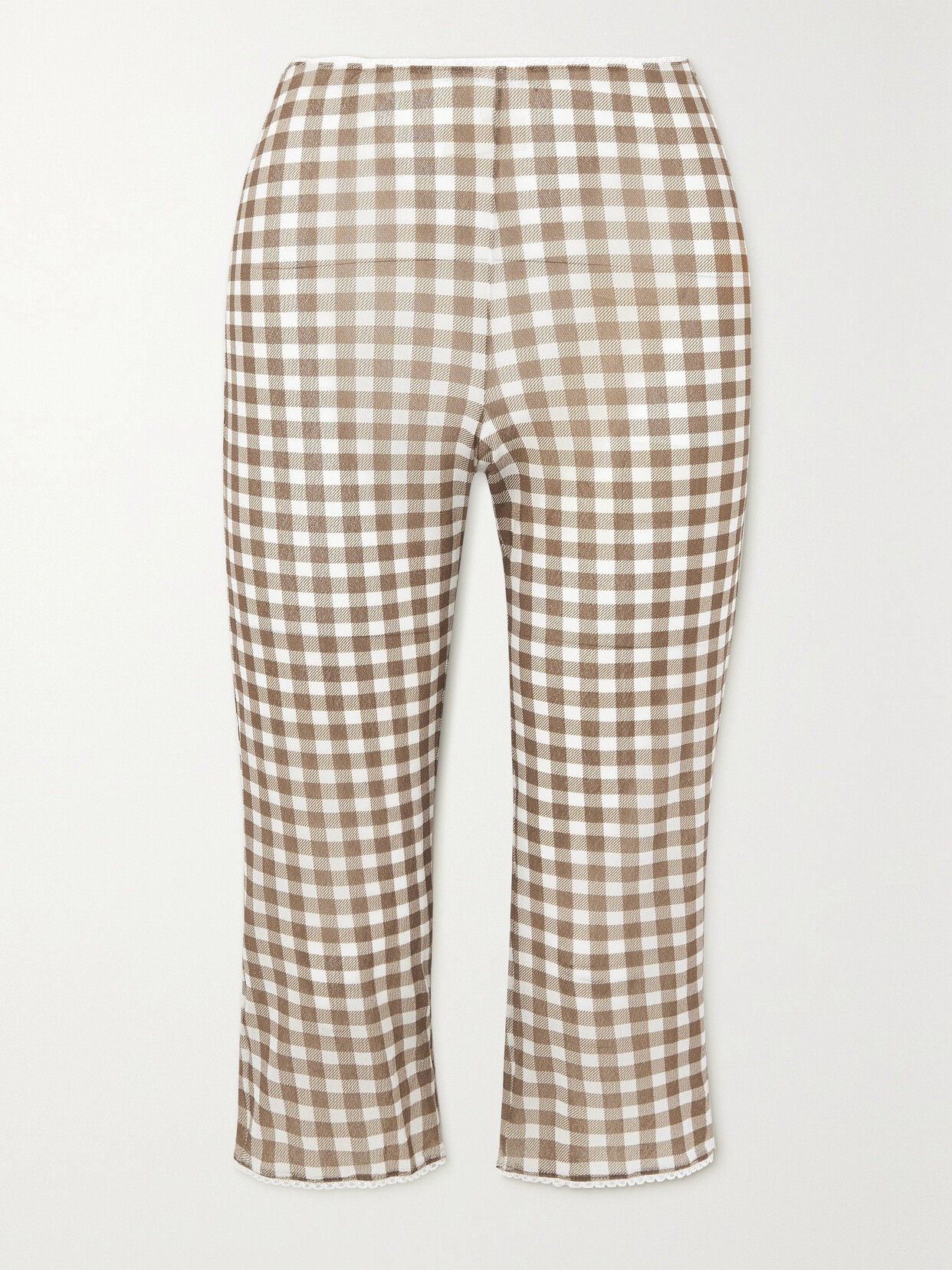 Acne Studios - Cropped Gingham Stretch-knit Slim-leg Pants - Brown