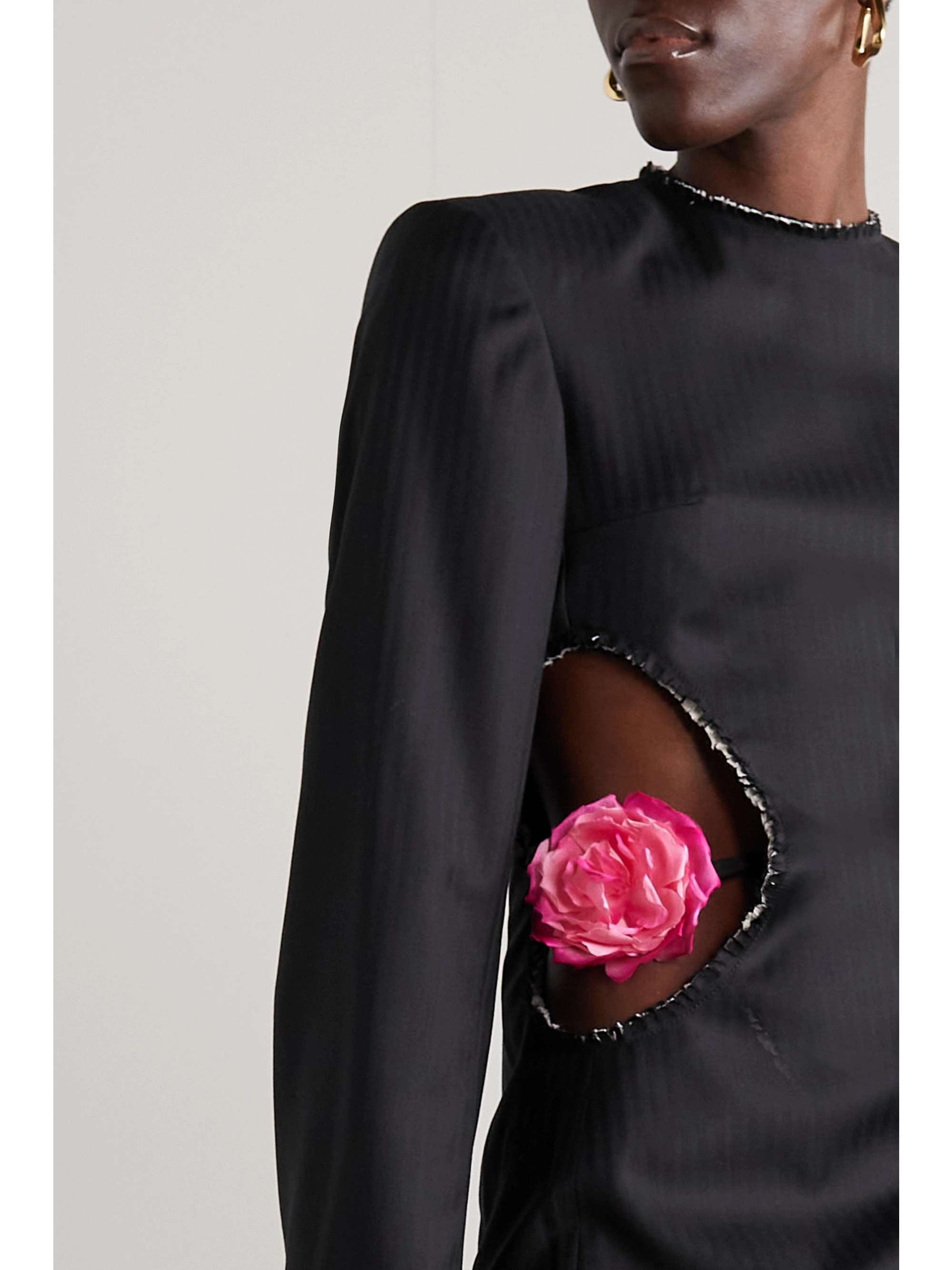 ACNE STUDIOS Embellished cutout pinstriped wool mini dress