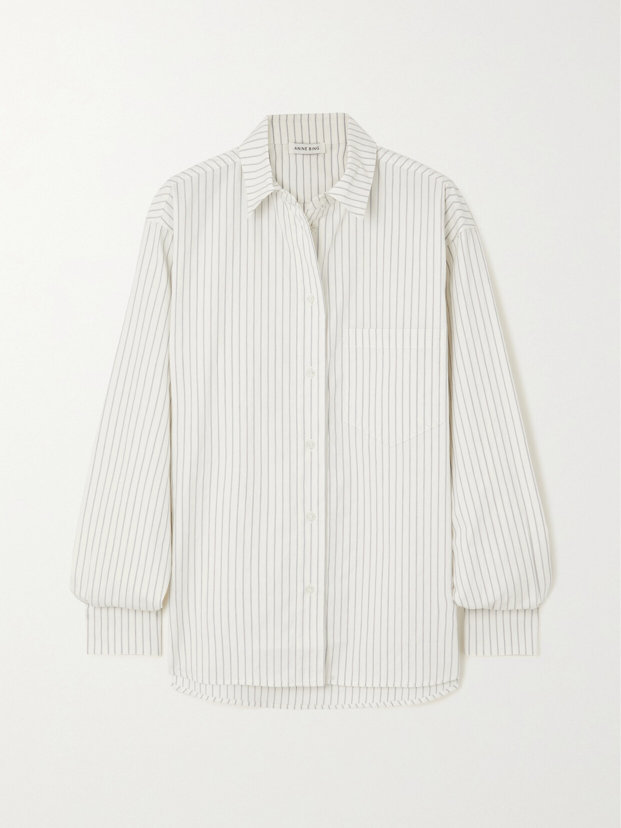 Shop Anine Bing Braxton Striped Cotton-jacquard Shirt In Ivory